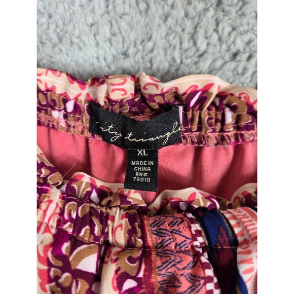 City Triangle Womens Romper Maxi Skirt Overlay XL Pink Off Shoulder Boho Hippie - Picture 7 of 9